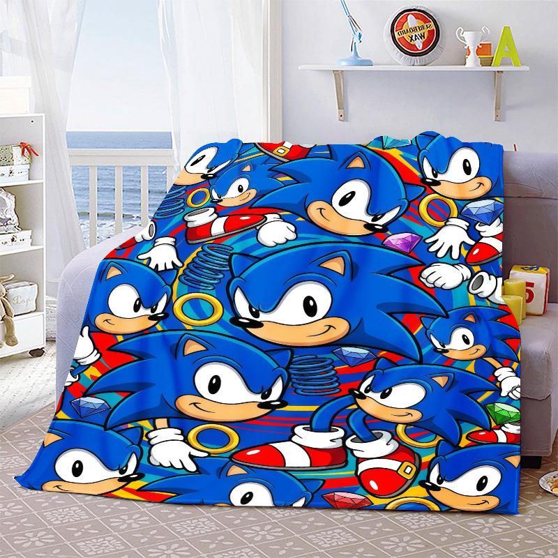 Sonic Anime Flannel Blanket Soft Cozy Warm Throw Lightweight Blanket for Bed Sofa Home -QJY