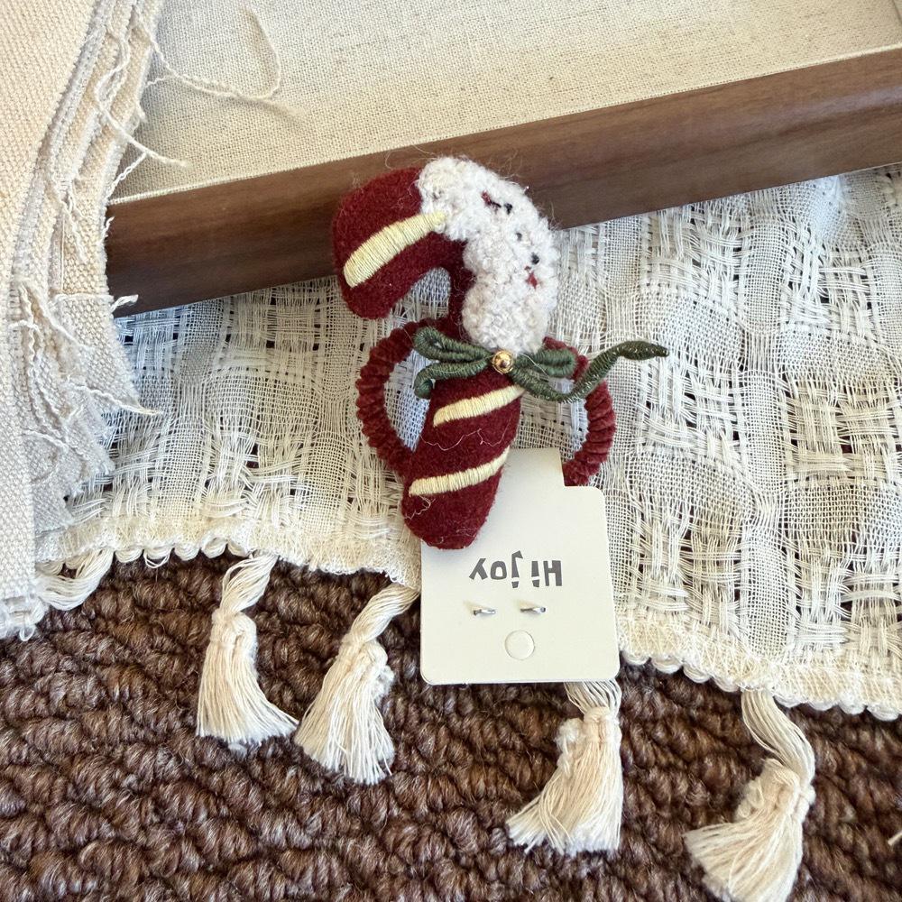 Handmade Red Reindeer & Cat Embroidered Christmas Hair Scrunchies