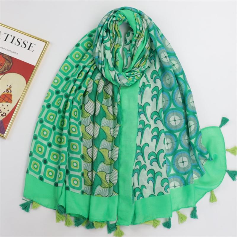 Luxury  Cotton Viscose Scarf Women Aztec Floral Patchwork Tassel Shawls And Wraps Echarpe Pashmina Bufandas 180*90Cm