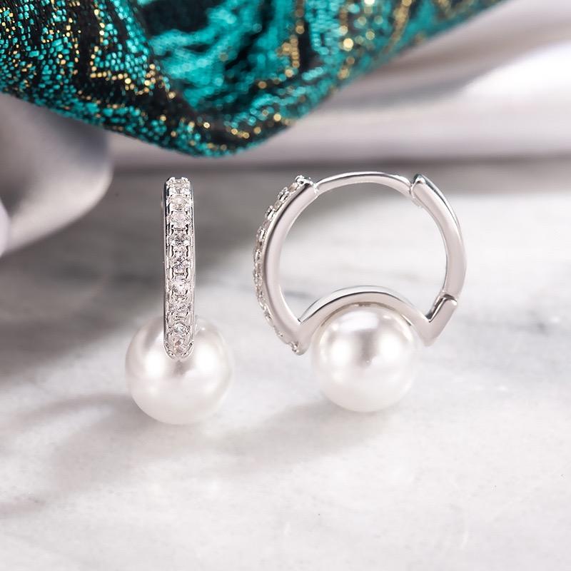 925 Sterling Silver Vintage Earrings For Women Trendy Simple Round Pearl Earring Jewelry Prevent Allergy Party Accessories Gift