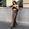 Leopard Print Sexy Hip-wrapped Fishtail Skirt Floor-mopping Skirt European and American New Spring Women's Clothing Drape Dress