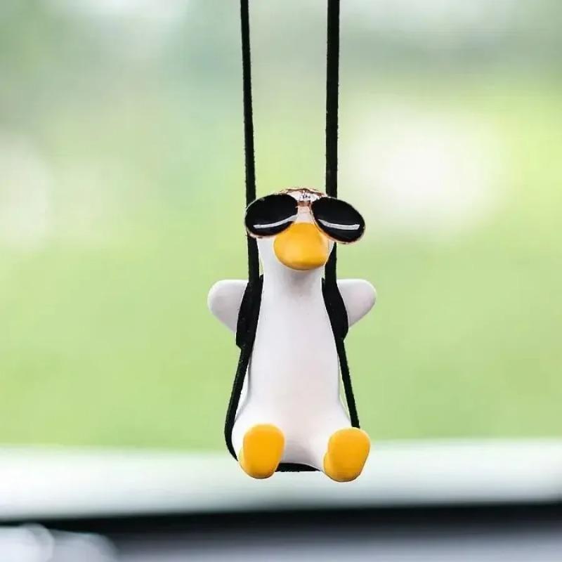 Cool and Stylish Coffee Hat Glasses Duck Car Pendant, Inner Rearview Mirror Pendant