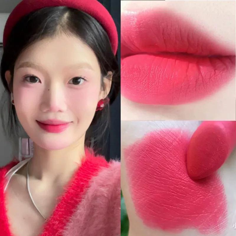 Women's Team Peach Pink Lipstick Matte Velvet Lipstick Long-Lasting Fadeless Pink Genuine Goods Niche Style Brand Peach Pink