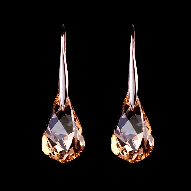 

Classic Shining Colorful Crystal Drop Dangle Earrings for Women Temperament Wedding Bride Hoop Korean Earring Jewelry Accessory