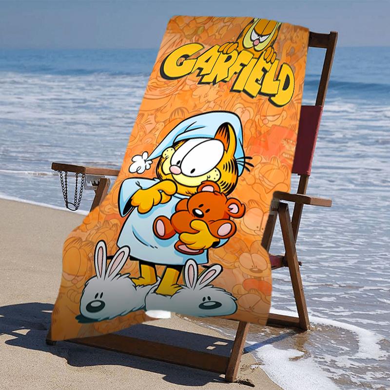 proof beach towel with a Cute Garfield pattern - soft,absorbent,quick-drying,machine washable - perfect for swimming,camping,bathing