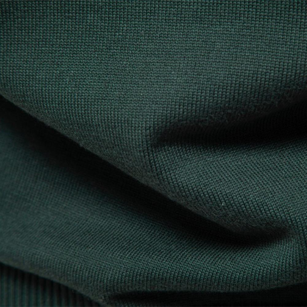 2026 Solid Color Pure Cotton Pullover with Male Standing Collar, Sliding Zipper, Form-fitting Men's Knitted Shirt Top