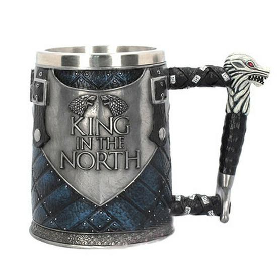 Game of Thrones 3D Carved Stainless Steel Beer Mug and High-Stemmed Glass
