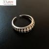 S925 Sterling Silver Checkerboard Ring Female Niche Design Light Luxury Fashion Personality  New High -Level Sense