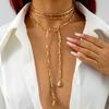 1 Stück Vergoldete Quadratische Perlenkette für Damen mit Geometrischem Dreieck Anhänger - Mehrschichtige Schlüsselbein Kette, Modern Minimalistische Perlenkette