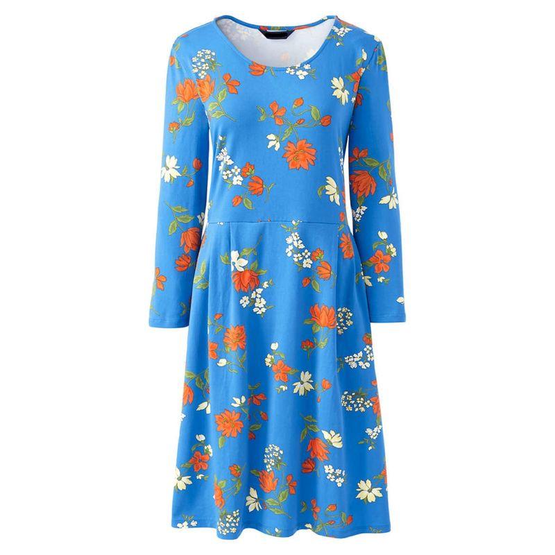 

3/4 Sleeve Print Dress Chubby Girl Spring and Summer with Pockets Casual Skirt European and American plus Size Women s Clothes Slim Looking 270 Red and yellow flowers MP