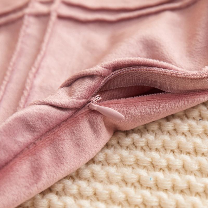 Skin-friendly Velvet Crumpled Soft-covered Bedside Sofa Pillow with Core