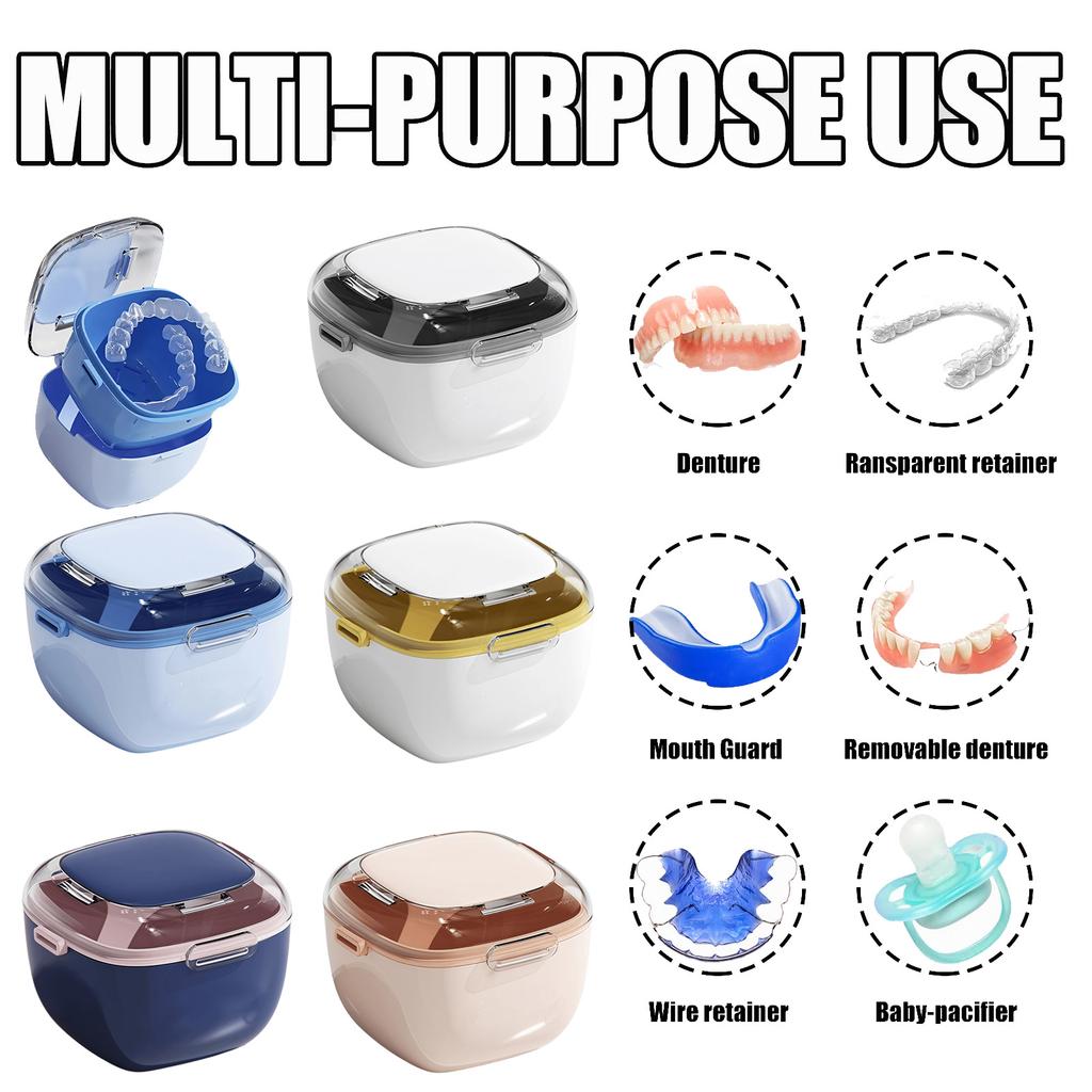 Denture Case, Retainer Cleaning Box, Large Capacity Denture Container Cup For Any Full And Partial Denture, Clear Dentures, Retainers, Night Guards