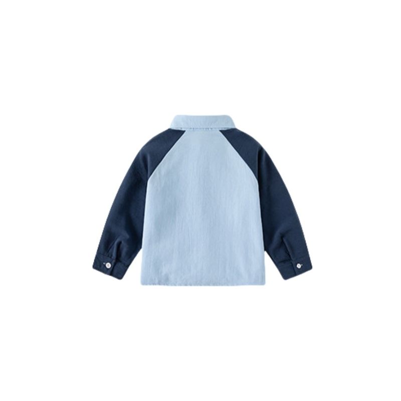 Children's Clothing Spring and Autumn Boys' Shirt with Tie Children's Preppy Style Long Sleeves Shirt Children Lapel Color Matching Top