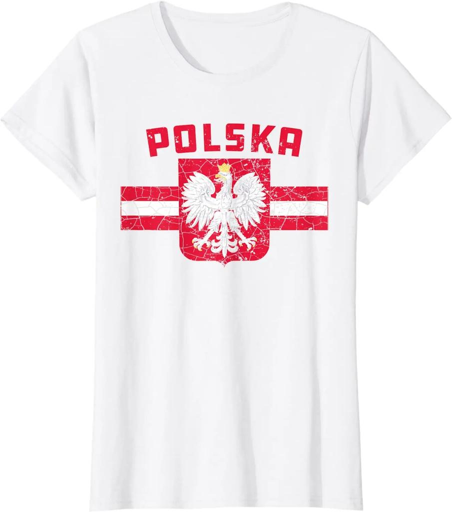 Polska Poland Flag Polish White Eagle Men TShirt Short Sleeve Casual 100 Cotton ONeck Summer TShirt