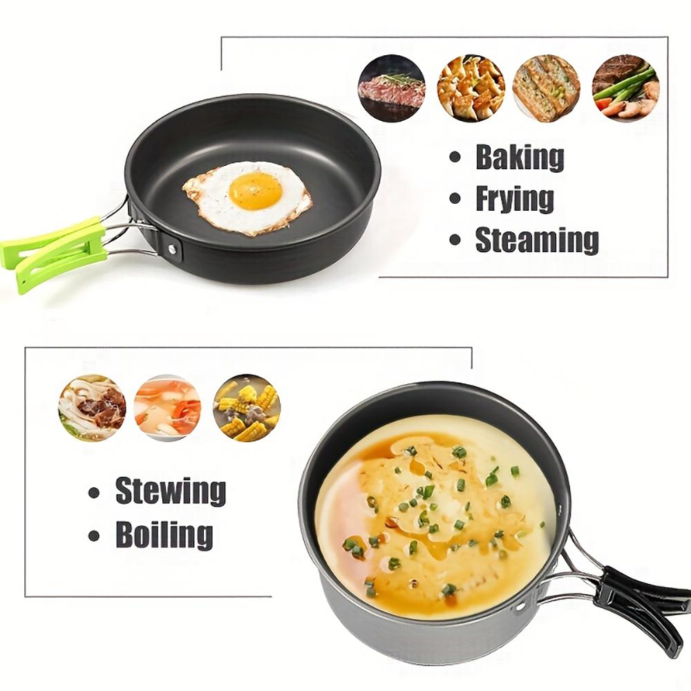 3pcs/set Outdoor Camping Cookware Aluminum Outdoor Cooking Kit Lightweight Camping Cookware Set Hiking Backpacking and Picnic