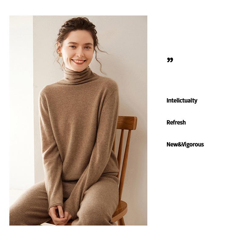 Women's High Neck Cashmere Sweater - New Autumn/Winter Arrival, Casual Knit Base Layer