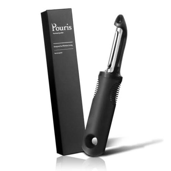Vegetable Sommelier Supervised Pouris Vertical Peeler Peeling Tool Double-Edged Effortless Thin Uniform Julienne Slicing Bud Removal Stainless Steel