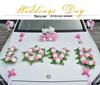 Heart-Shaped Bear Wedding Car Decoration Set - Simulated Flower Arrangement