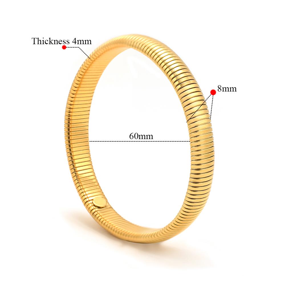 1pc 18k Gold Plated Stainless Steel Bracelet Vintage Elastic Polishing Bangle for Women Girl Fashion Aesthetic Jewelry Wholesale