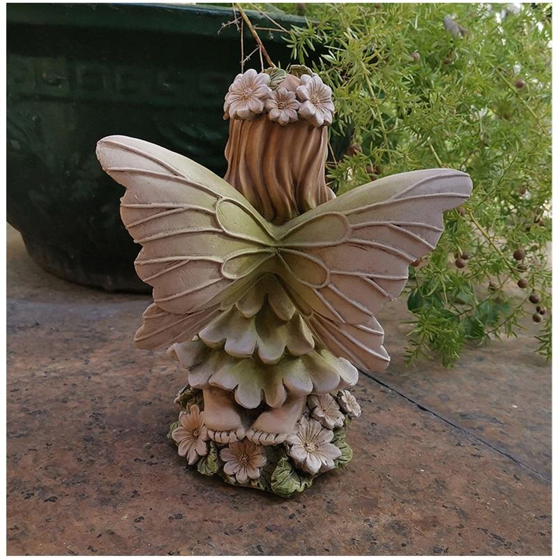 Antike Blumenfee Harzhandwerk Gartendekoration Mikro-Landschaft Ornament Engelskulptur Für Außen Terrasse Und Hofdeko