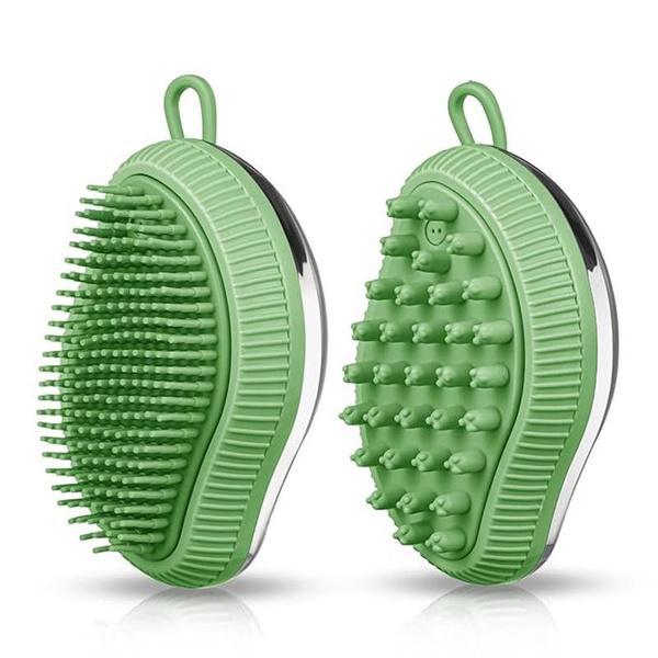 

2 шт., массажная щетка для ухода за домашними животными с дозатором мыла и шампуня, мягкая силиконовая щетина для длинных короткошерстных собак, кошек