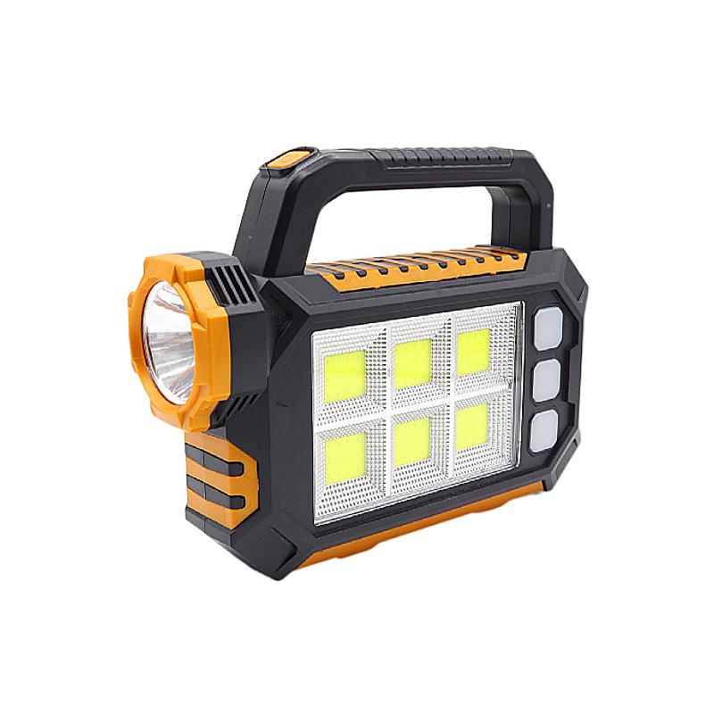 Outdoor LED Portable Portable Searchlight COB Strong Light USB Charging Solar Portable Light Multifunctional Flashlight