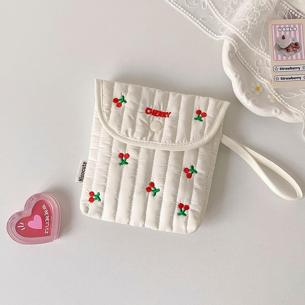 

Menstruation Towel Storage Embroidery Cherry Cosmetic Bag Large Capacity Bow Makeup Bag Girls Style 6