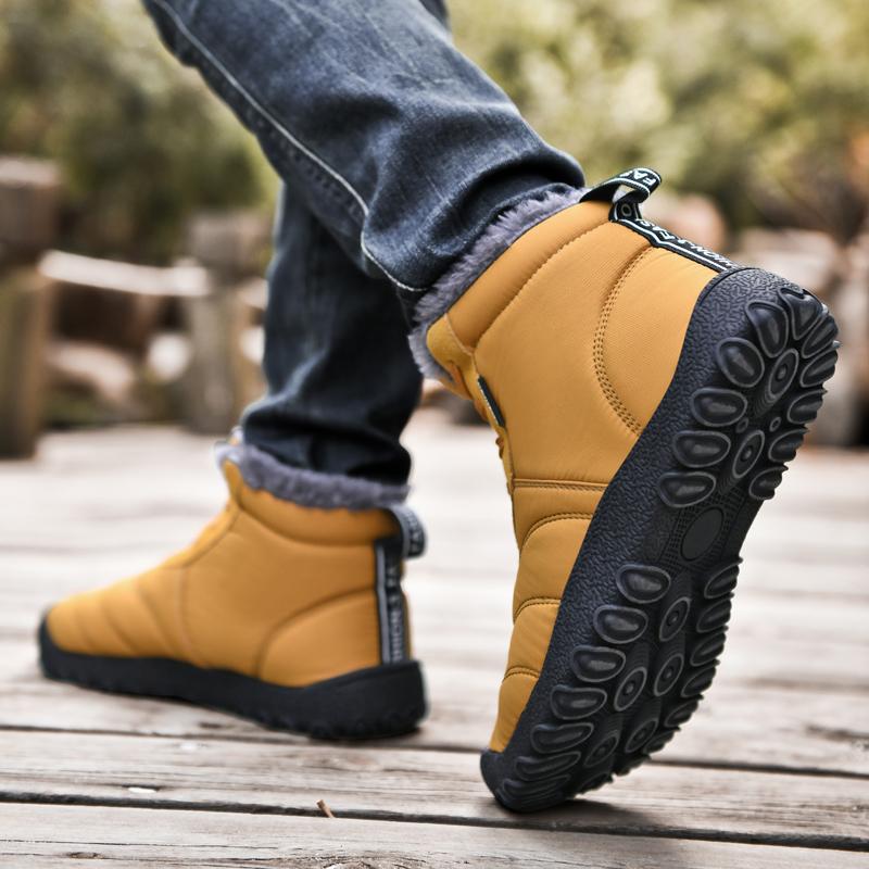 Zapatos de invierno para hombre, botas de nieve impermeables, de felpa, anti-cielo, cálidos, zapatos deportivos de nieve grandes y pequeños para hombre