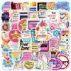50PCS Anxiety Quote Cartoon Graffiti Stickers, English Anxiety-Themed Phrases Decorative Stickers
