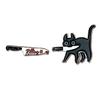 Black Cat Cartoon Knife Brooch with English Letter Design - Creative Fashion Bag Accessory Badge
