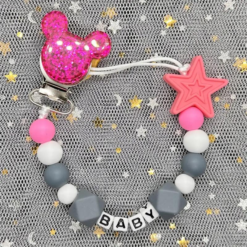 Baby Pacifier Clip Personalised Name Dummy Nipple Holder Chains Newborn Feeding Newborn Custom Pacifiers Clip Chew Teething Toys