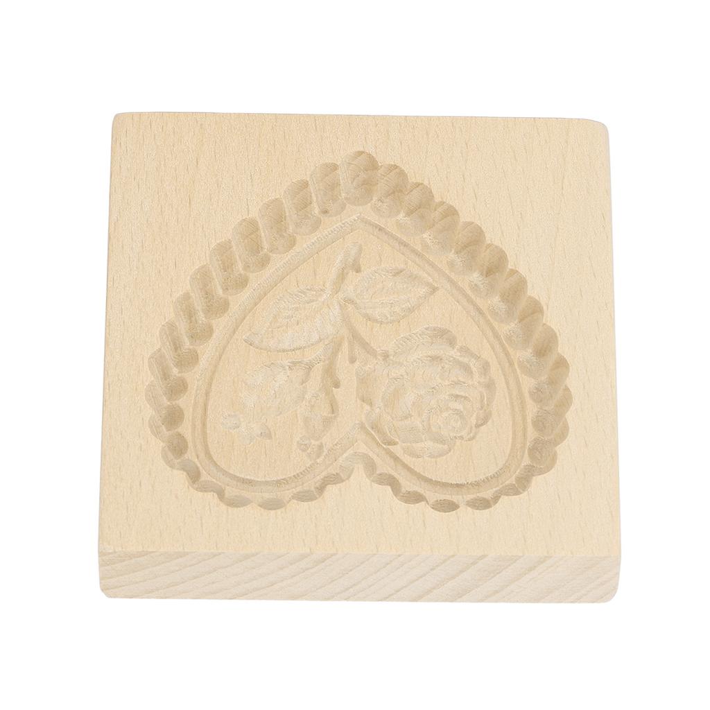 Ausstechform aus Holz, leicht zu lösen, wiederverwendbar, abwaschbar, mit geschnitztem Herzmotiv, ideal zum Backen in der Küche.