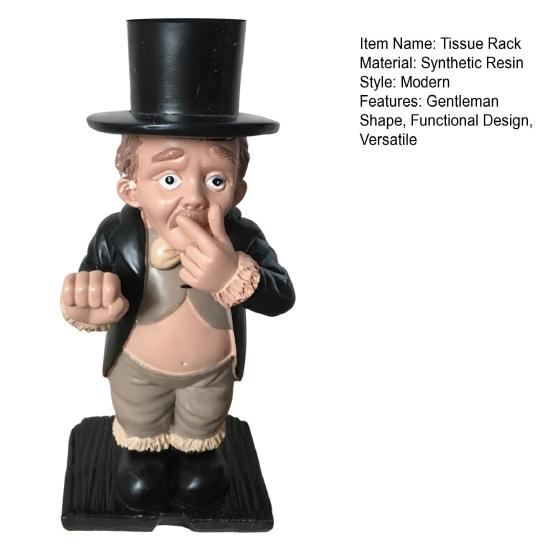 Gentleman Shape Tissue Rack Decorative Functional Toilet Paper Stand Storage Display Sculpture Resin Garden Ornament