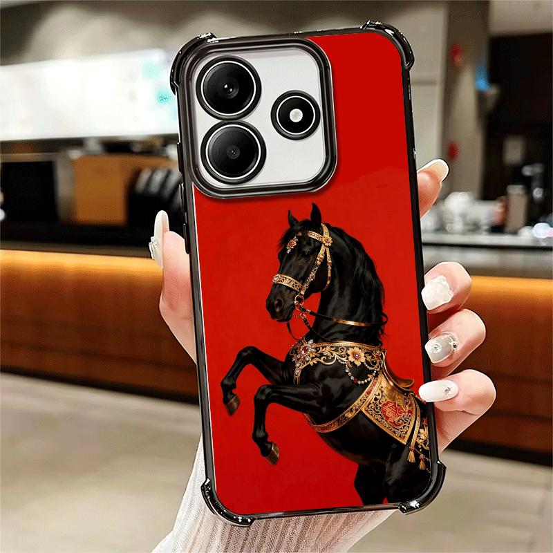 Horse Art Aesthetics Plating Phone Case For Xiaomi Redmi Note 14 15 Pro Plus 13 12 11 11S 11T 10 9S 9 5G Anti-Fall Airabag Cover