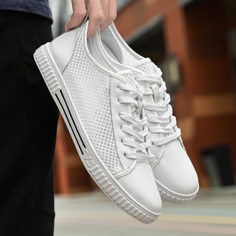 

fashion spring casual men s shoe series features split leather and breathable cushioned shoes with mesh, sizes 37-46 46 белый