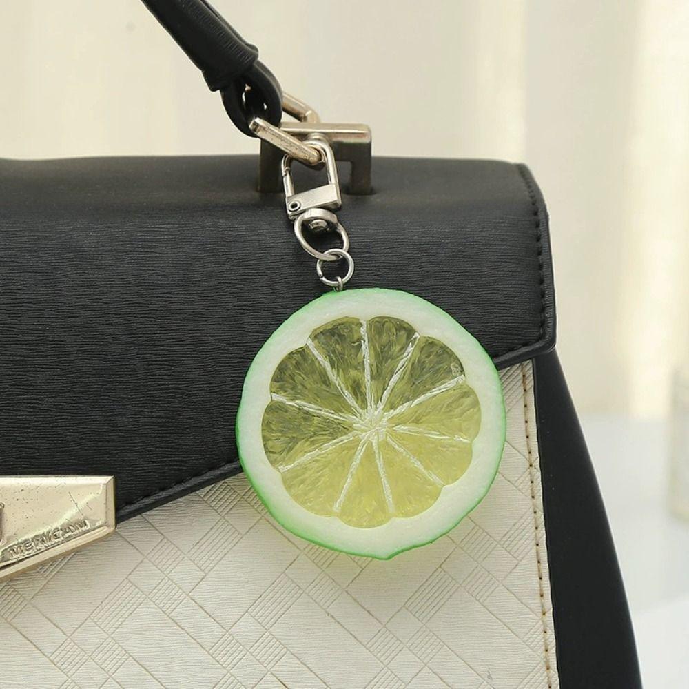 Food Hot-dog Pendant Orange Slice Simulation Food Key Ring Cute Lemon Slice Key Chain  Girls