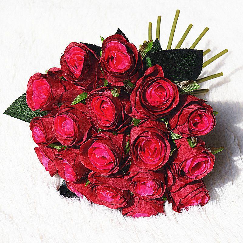 Artificial Silk 18heads Rose Fake Flower Bouquet Wedding Party Home Bridal Decor