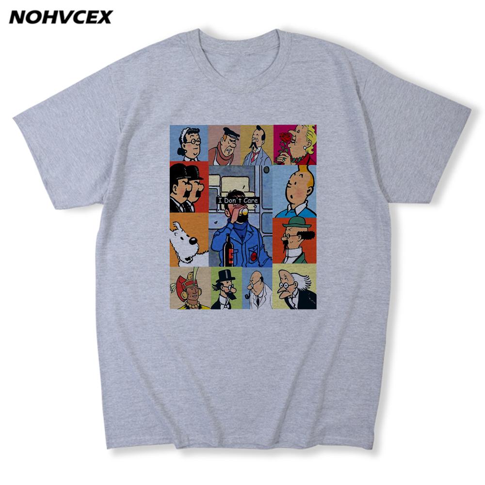 T-shirt da uomo Tintin Moda Estiva Alta Qualità Stampa Casual Girocollo Le Avventure di Tintin