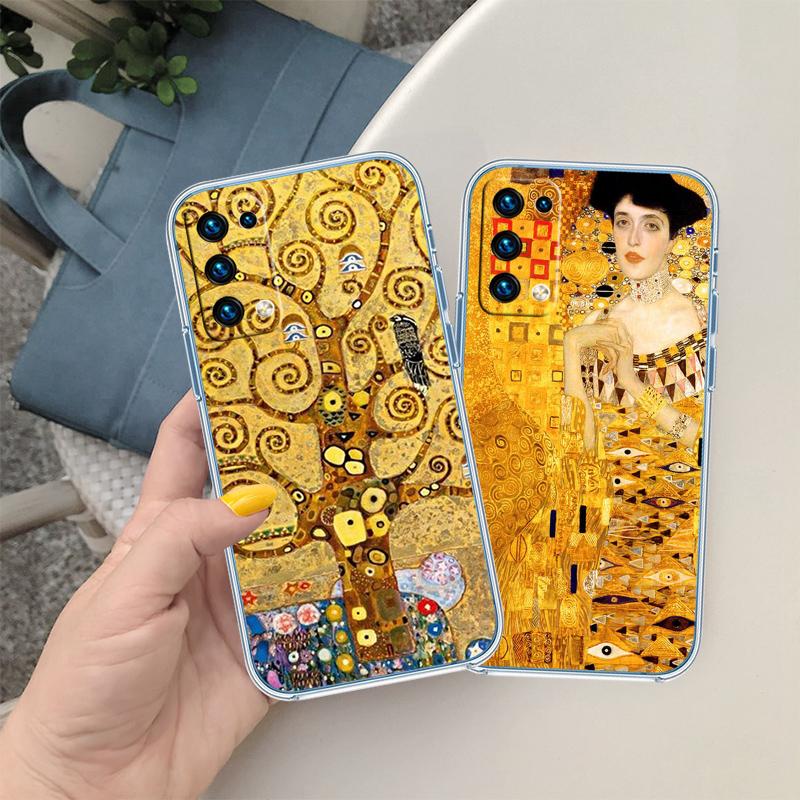 QE14 Gustav Klimt Transparent Phone Case for Samsung Galaxy A04 A04S A14 A23 A34 A54 M23 M33 M52 M53