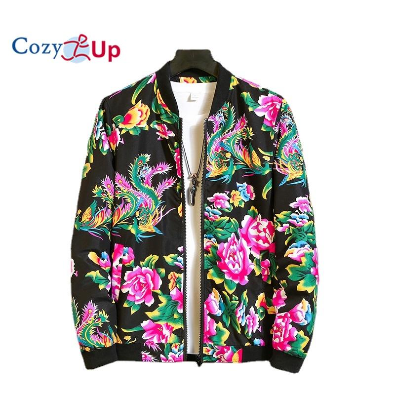 Cozy Up Men's Baseball Collar Lightweight Printed Jacket