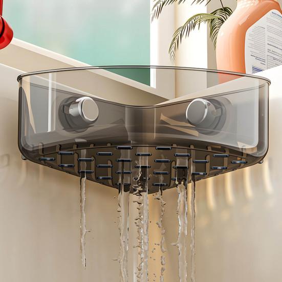 Suction Cup Sink Corner Rack Large Capacity Strong Load-bearing Easy To Install Multifunctional Kitchen Sink Caddy Organizer