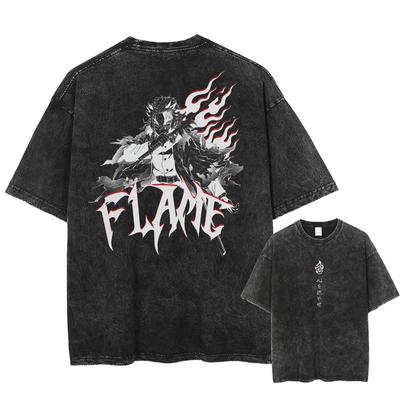 Summer Demon Slayer Harajuku T Shirts Man Printed Vintage Washed Women's Oversized Short Sleeved Streetwear Tops