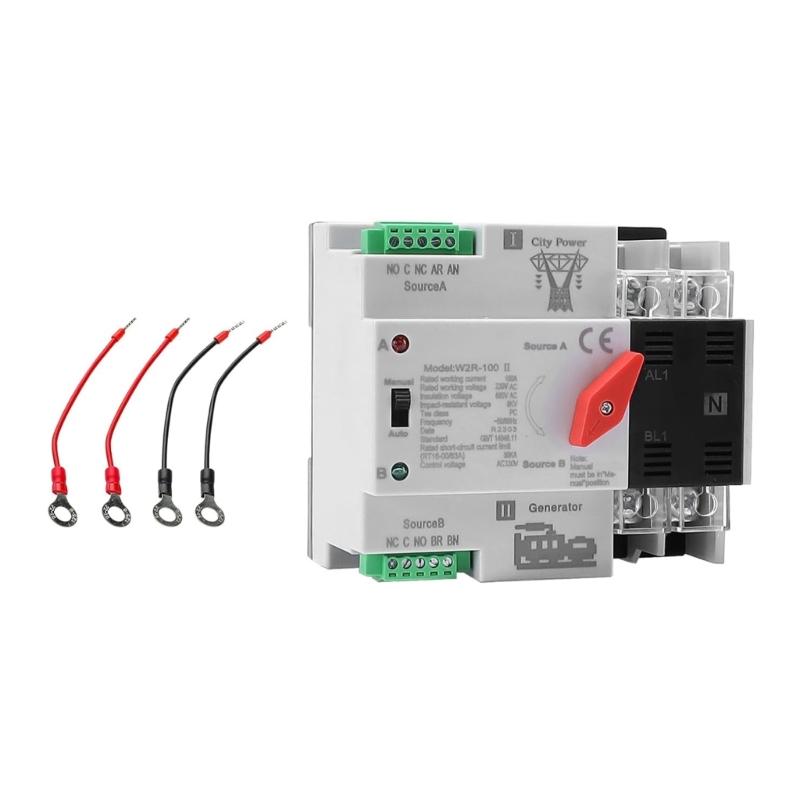 Generator Electrical Selector Switches Small ATS Automatic/Manual Transfer Switches 2P 100A Din Rail Mounted Controller