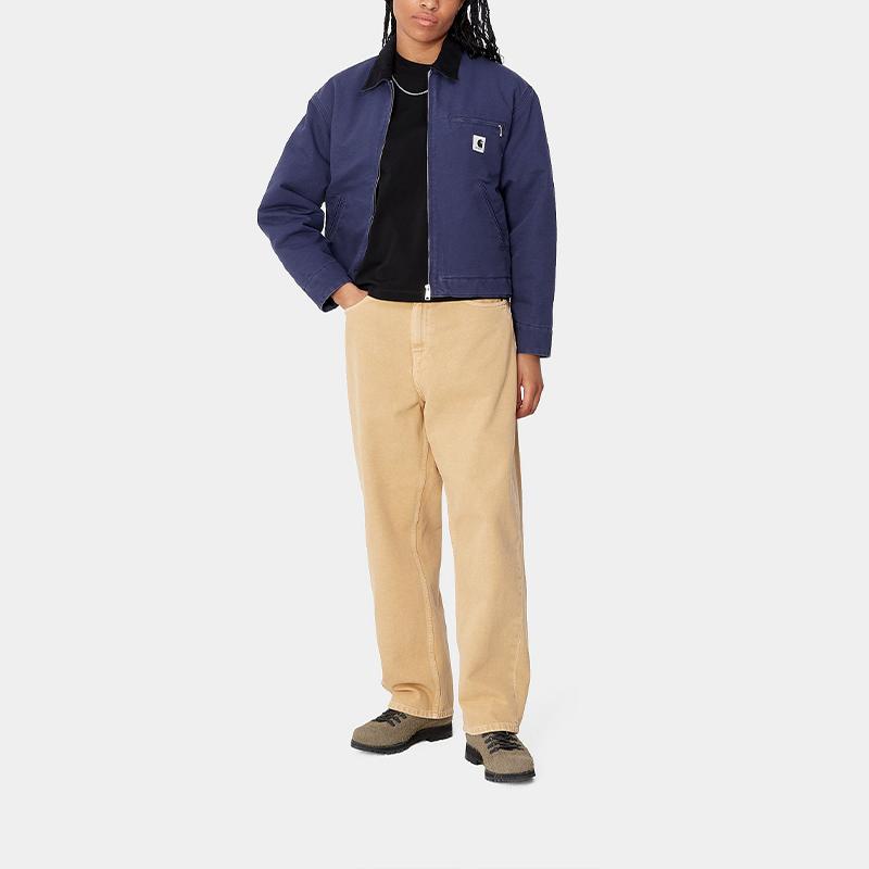 Carhartt WIP FW24 Womens OG Detroit Jacket Classic Loose Fit Square Label Zip Long Sleeve Detroit Collar Jacket Women Jackets Blue I032236-2CR-02