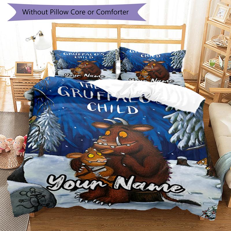 Set Biancheria da Letto Il Gruffalò Personalizzato con Nome 3 Pezzi Copripiumino Chiusura Include 1 Copripiumino e 2 Federe, Morbido e Confortevole per Tutte le Stagioni.