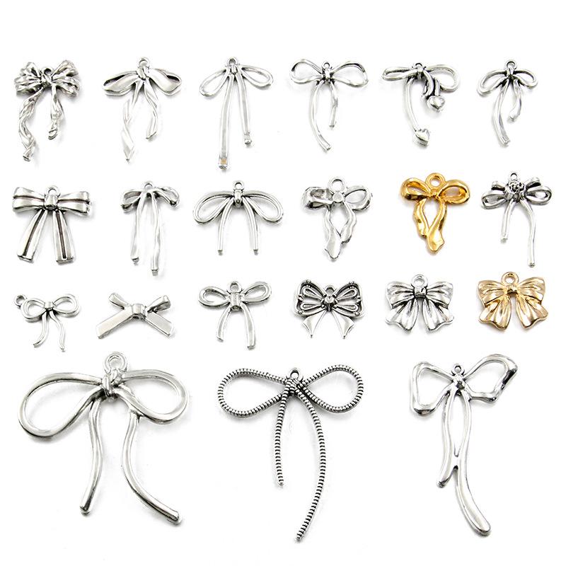 23 Styles Bowknot DIY Alloy Hollow Pendant Charm for Handmade Necklace & Bracelet