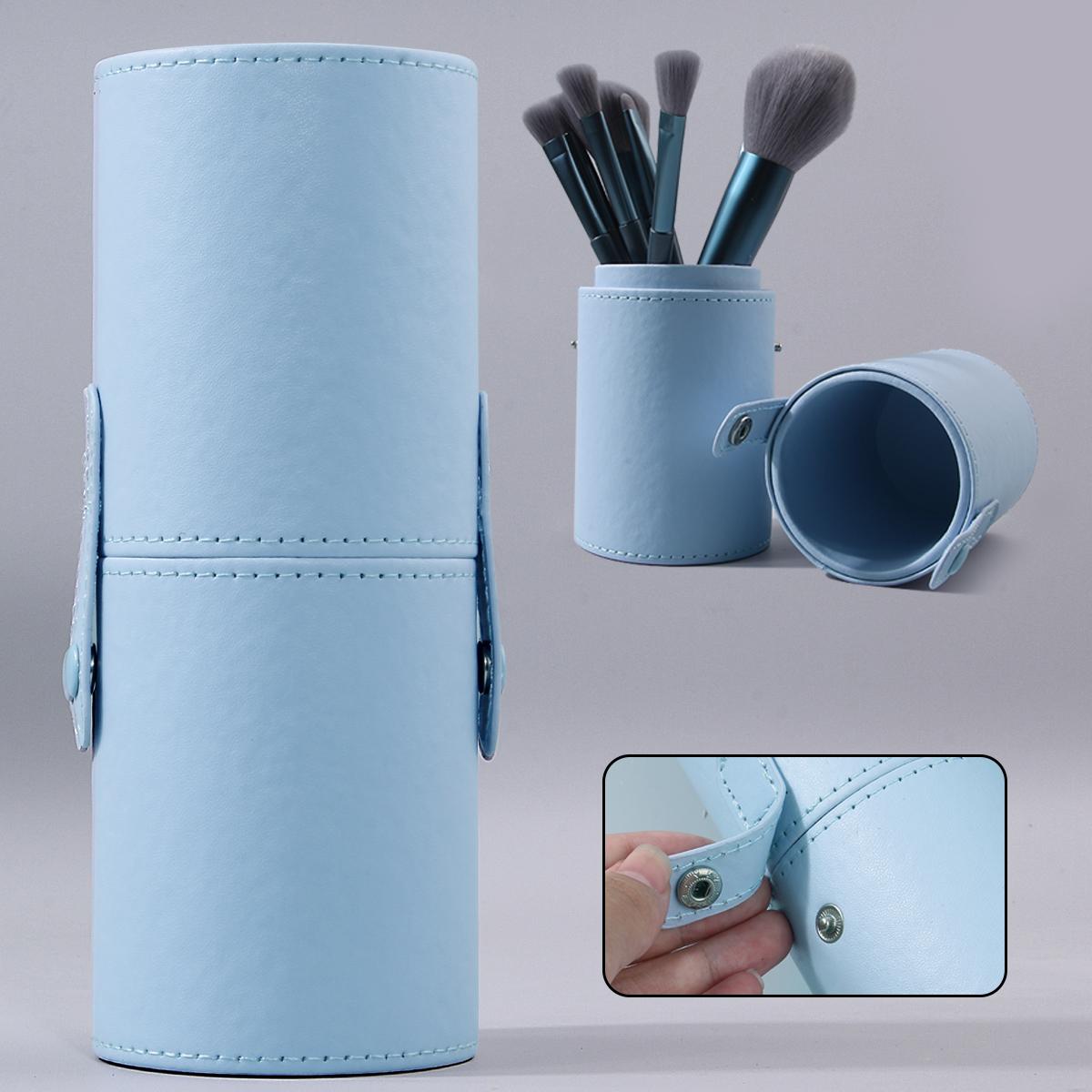 

Простое синее ведро для хранения кистей для макияжа, кожаное ведро для макияжа, портативное и удобное для переноски в путешествиях, ведро для хранения инструментов для красоты синий