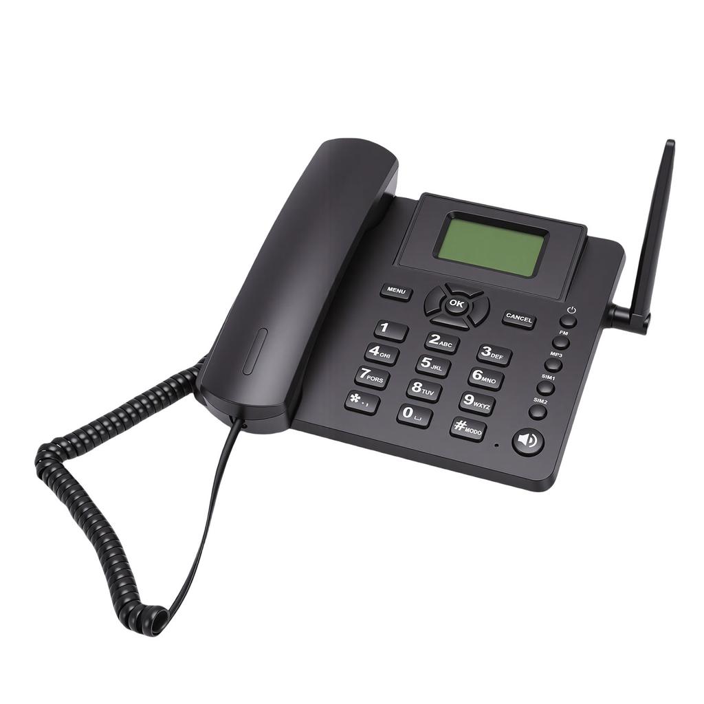 Kabelloses GSM-Tischtelefon Quadband Dual-SIM-Karte 2G Festnetz-Schnurlostelefon mit Antenne Radio Wecker für Anrufe zu Hause