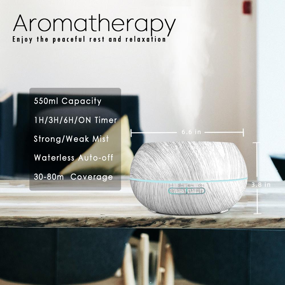 Diffuser For Home Struggling with Dry Air? 550ml Family Diffuser Humidifies + Purifies with 6 Therapeutic Oils  Remote Controlle