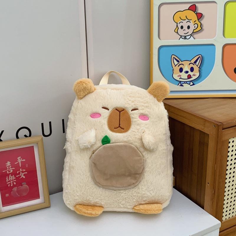 Schoolbag New Kapibara Foreign Girl Large Capacity Backpack Cute Capybara Cartoon Casual Student Plush Bag